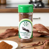 Container of sorghum leaves powder